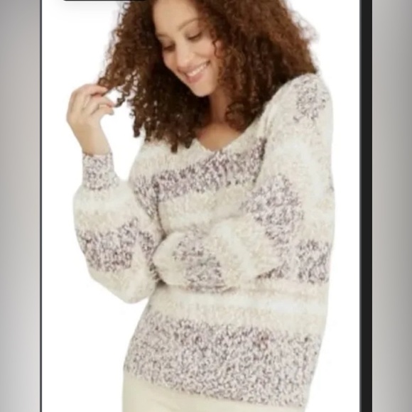 Know Rose Eyelash Striped Sweater Womens M - Picture 1 of 3